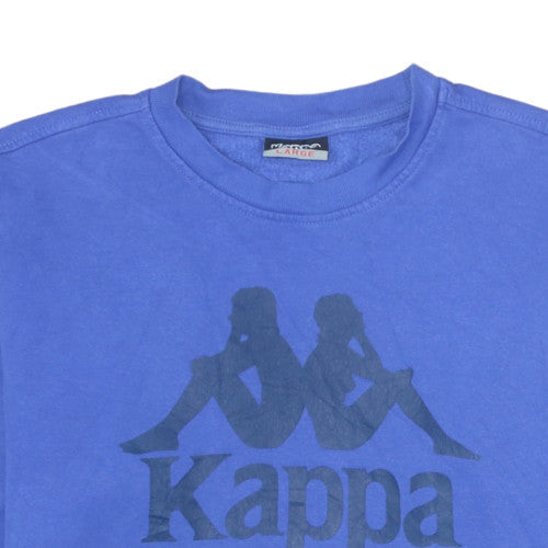 Kappa Mens Blue Large Crew Neck Graphic Logo Pullover Sweatshirt