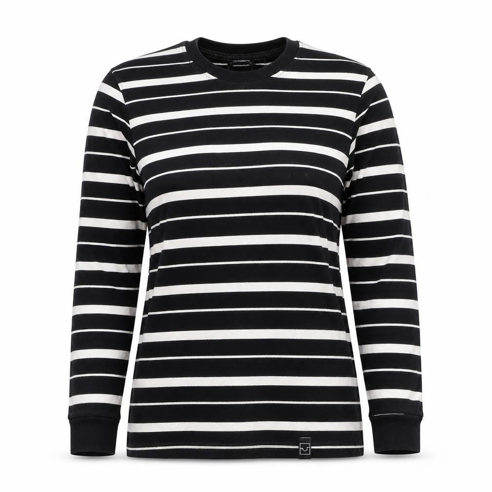 Pull & Bear Women’s Black Striped Long Sleeve Cotton T-Shirt Size 10
