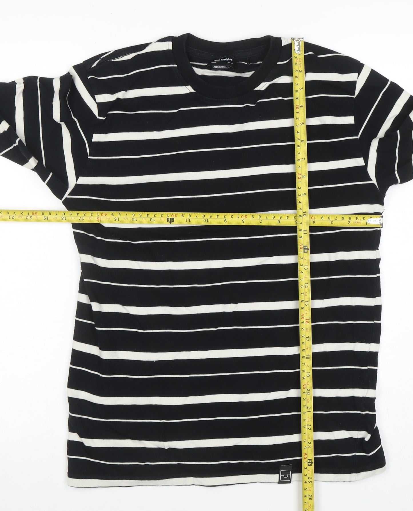Pull & Bear Women’s Black Striped Long Sleeve Cotton T-Shirt Size 10