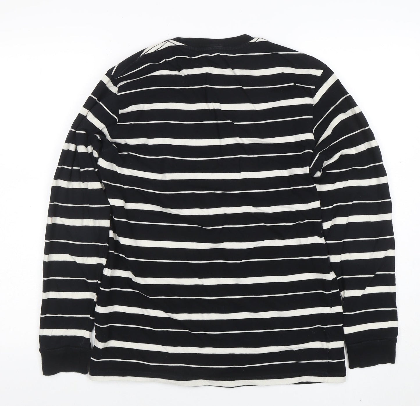 Pull & Bear Women’s Black Striped Long Sleeve Cotton T-Shirt Size 10