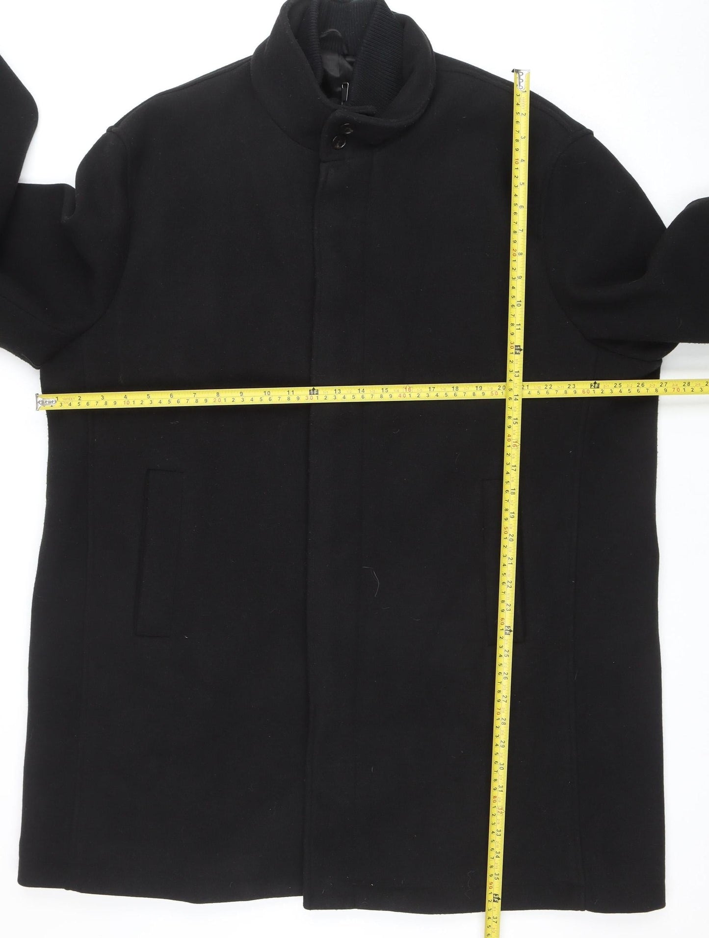 Next Mens Black 2XL Classic Mid-Length Overcoat