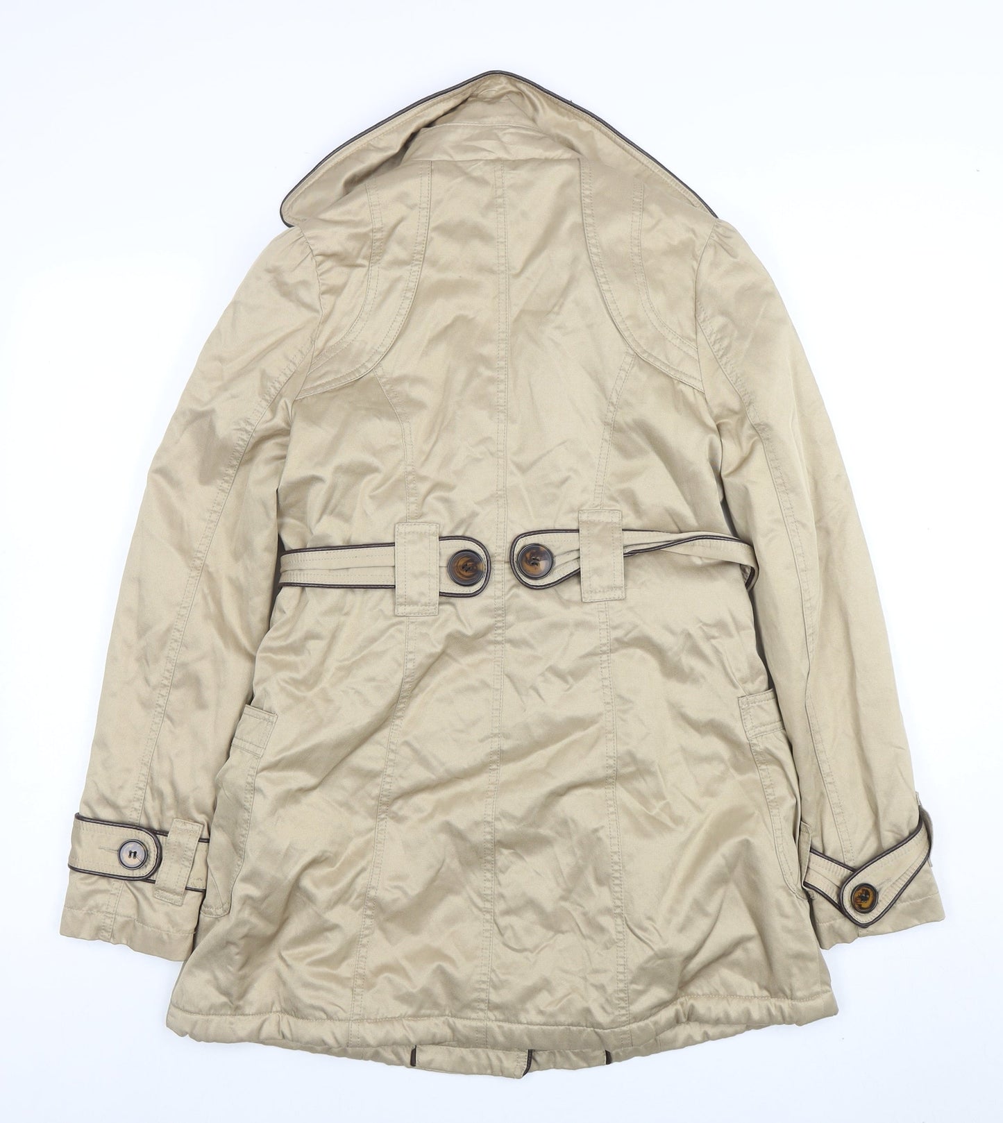 Lipsy Women’s Beige Trench Coat Size 10 Belted Classic Style