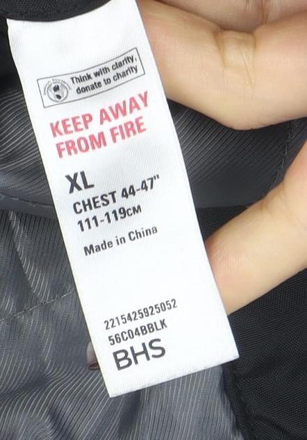 BHS Men’s Black XL Parka Jacket Nylon Mid-Length Winter Coat
