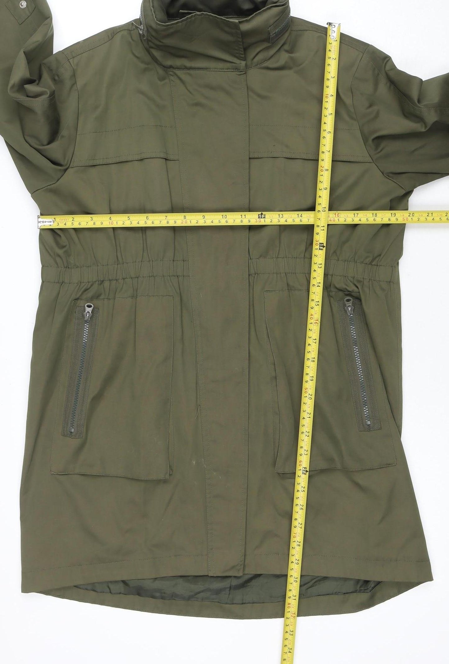 Axcent Women’s Green Parka Coat L Long Sleeve Zip Jacket