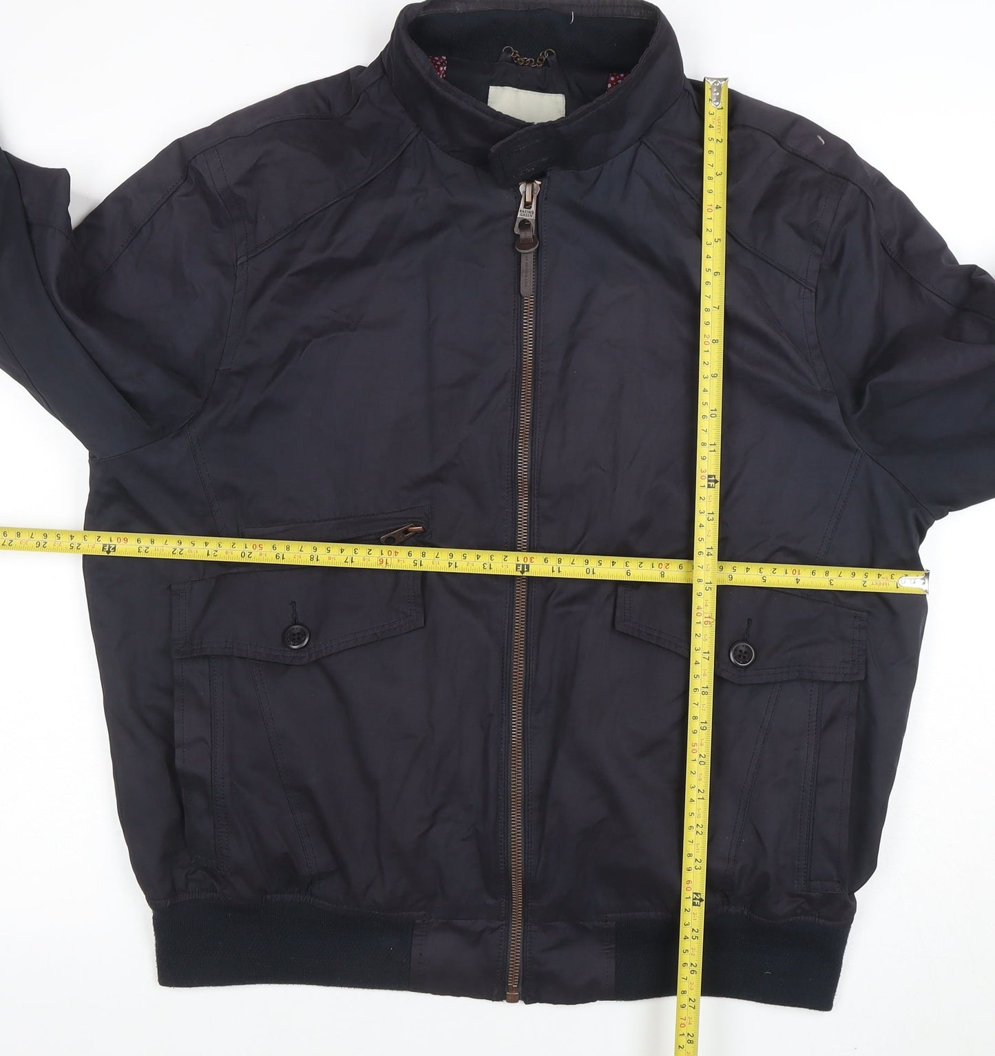 Racing Green Men's Black XL Bomber Jacket Full Zip Classic Style