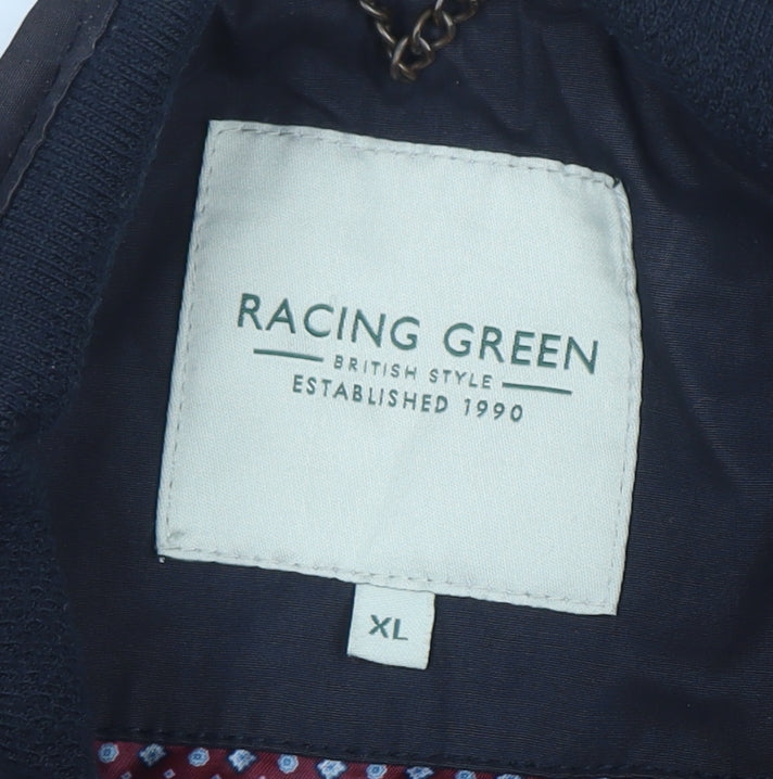 Racing Green Men's Black XL Bomber Jacket Full Zip Classic Style