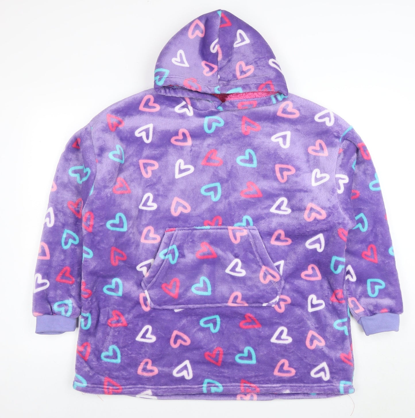 Snuggle Girls Purple Heart Print Hooded Fleece Jacket 11-13 Years Winter