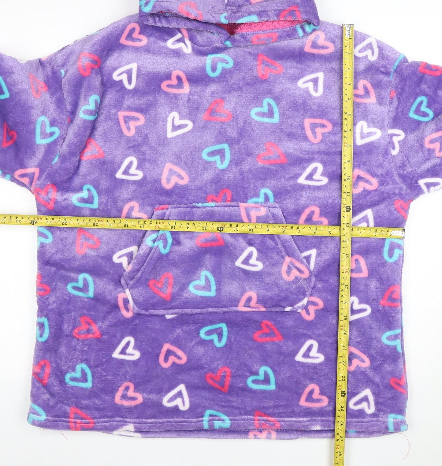 Snuggle Girls Purple Heart Print Hooded Fleece Jacket 11-13 Years Winter