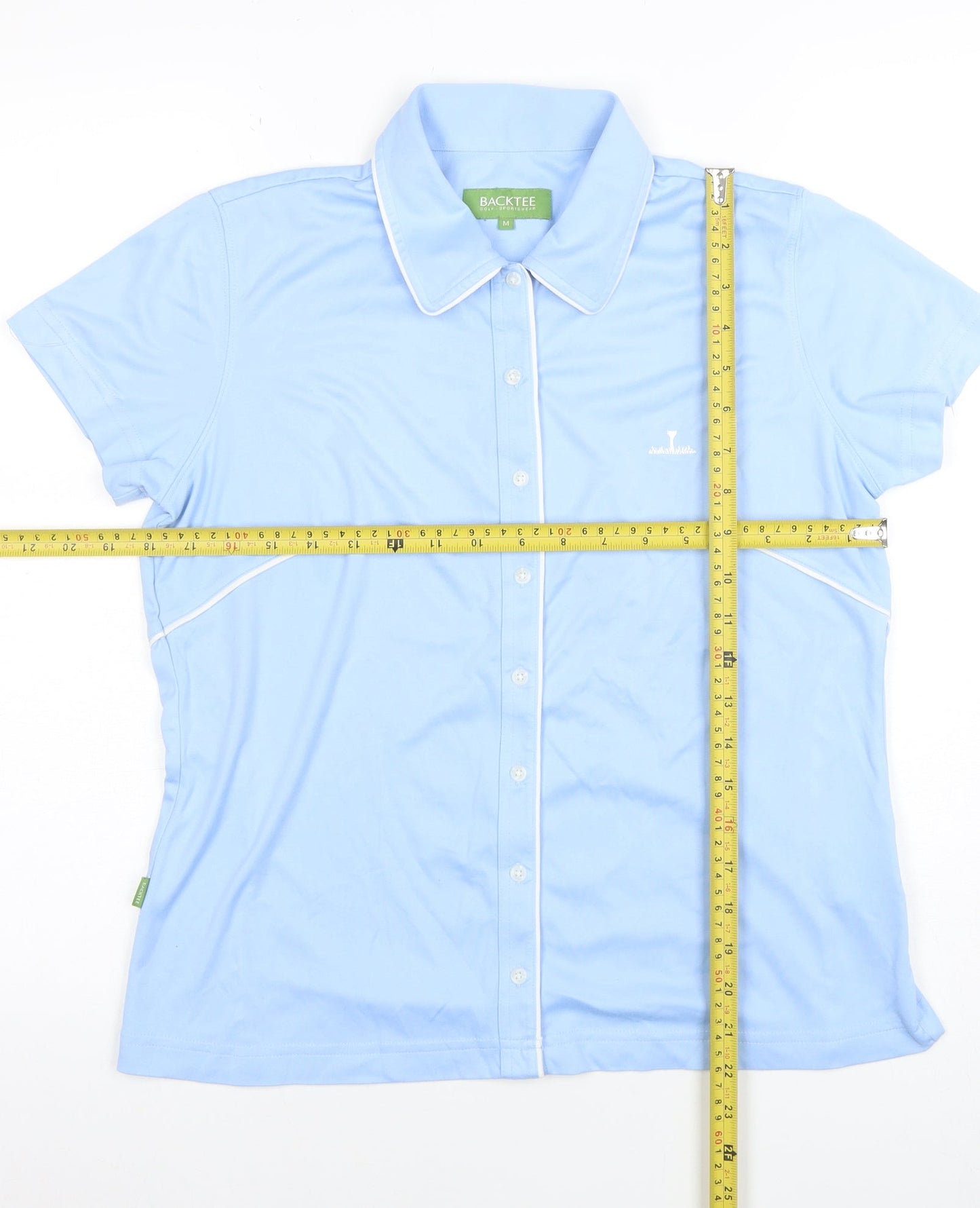 BACKTEE Women's Blue Short Sleeve Collared Polo Shirt Size M
