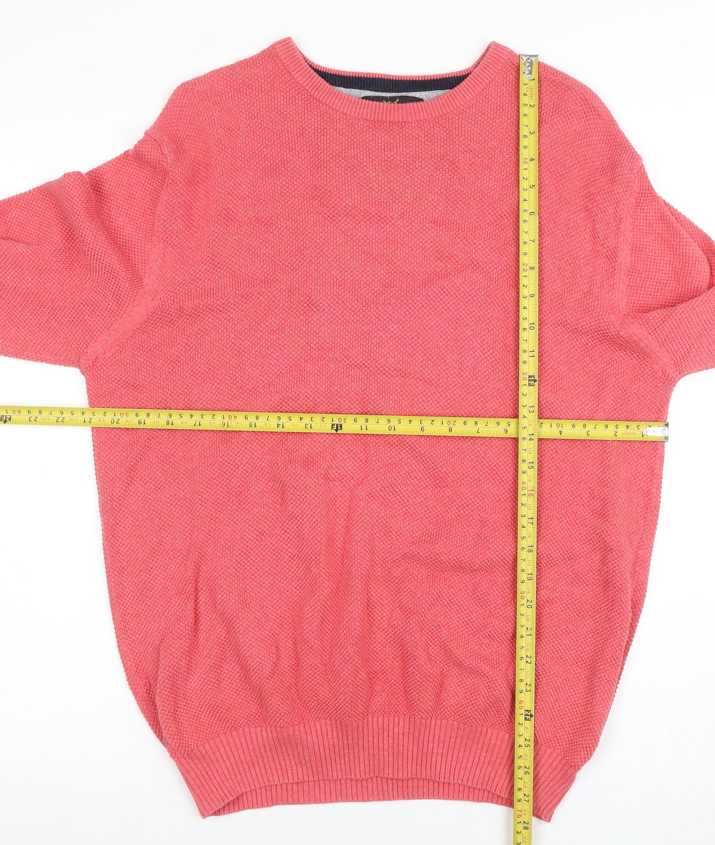 Peter Christian Men's Pink Cotton Crew Neck Pullover Jumper Size L