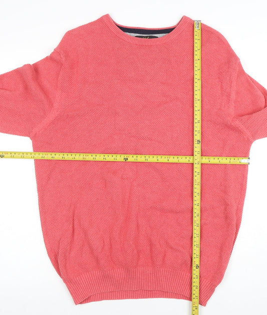 Peter Christian Men's Pink Cotton Crew Neck Pullover Jumper Size L