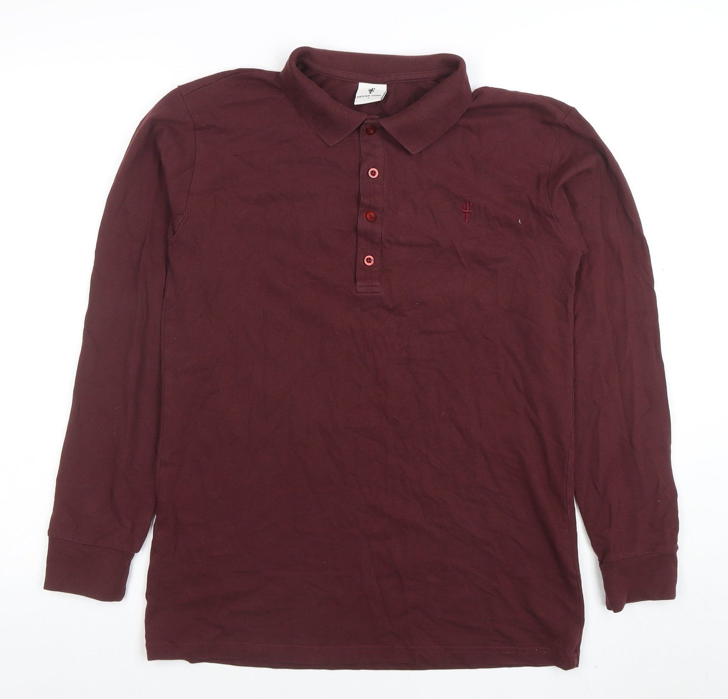 Father Sons Men’s Brown Long Sleeve Slim Fit Polo Shirt L