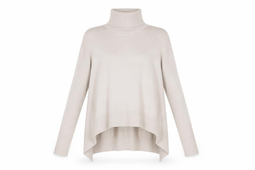 Karen Millen Women Beige Roll Neck Merino Wool Jumper Size 10
