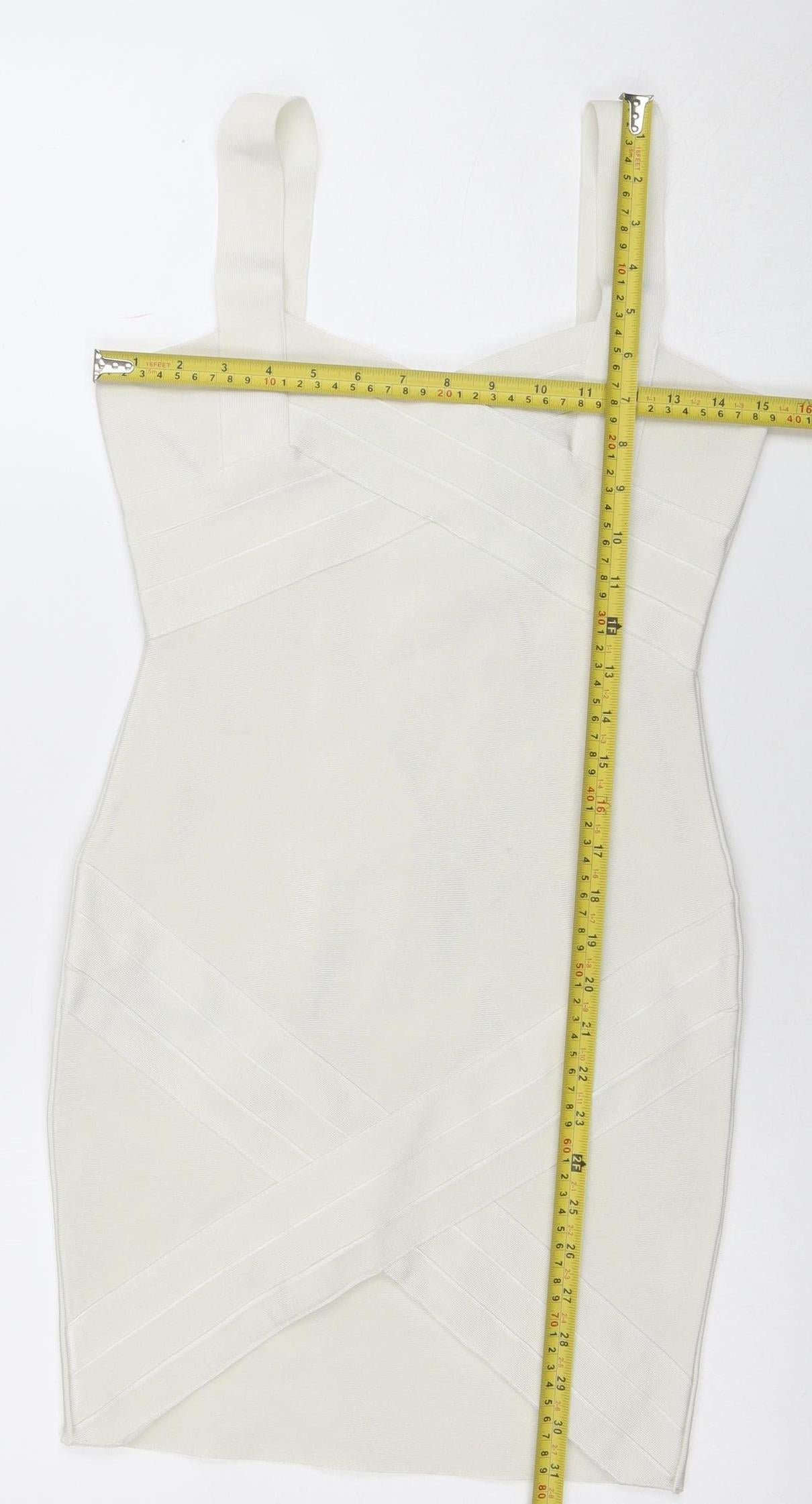 FRIME Women’s Ivory Sleeveless Bodycon Short Dress Size S