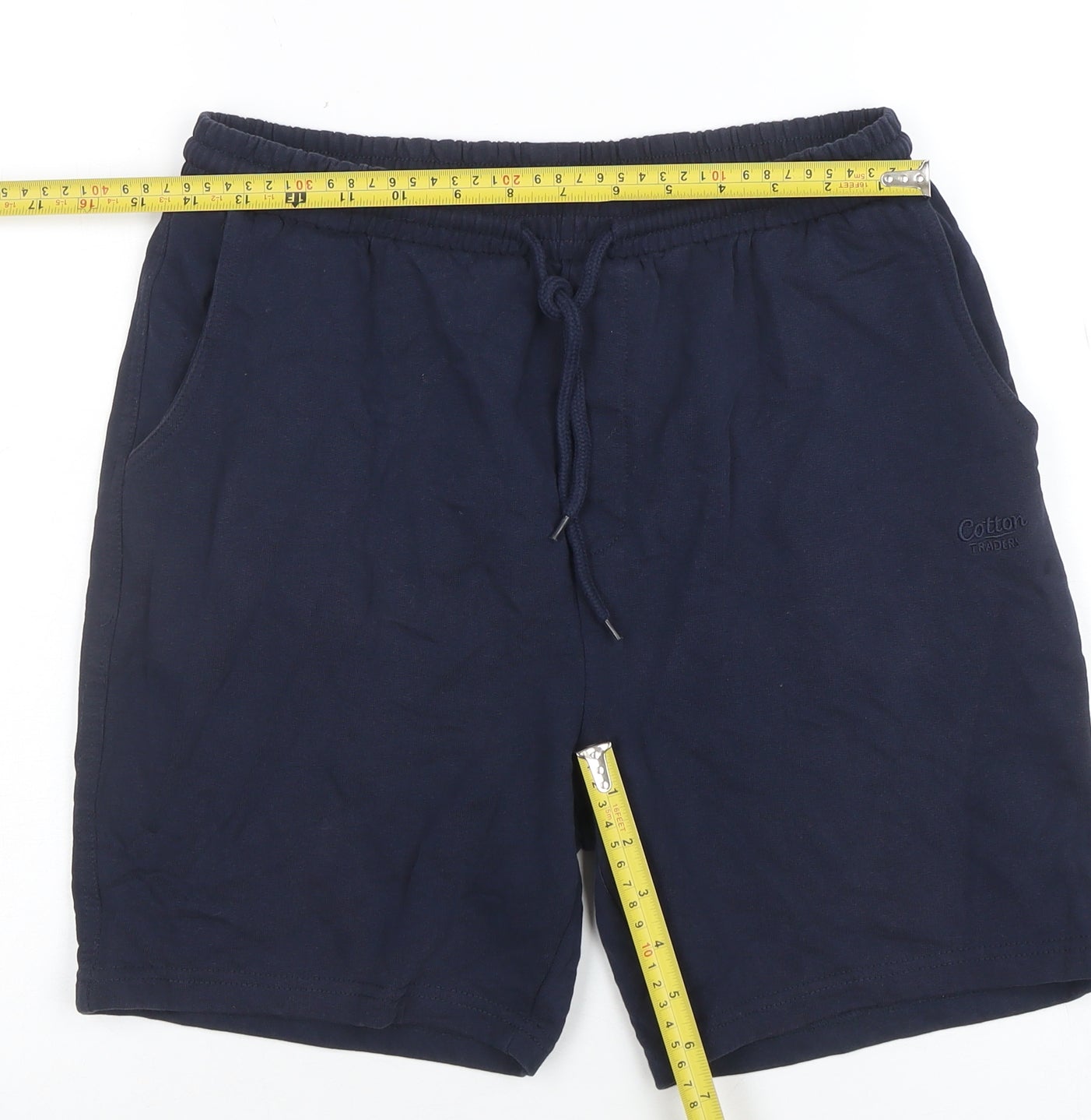 Cotton Traders Men's Navy Blue Sweat Shorts Size S Elastic Waist