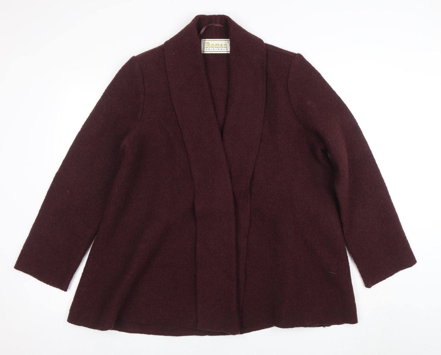 Roman Originals Women Brown Wool Mid-Length Open Jacket Size S