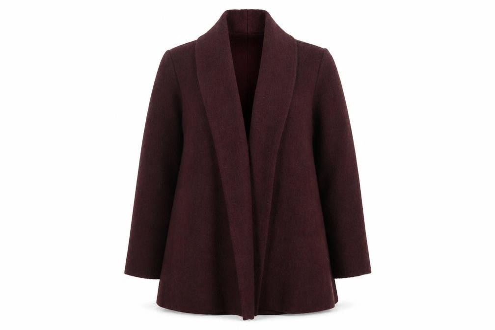 Roman Originals Women Brown Wool Mid-Length Open Jacket Size S