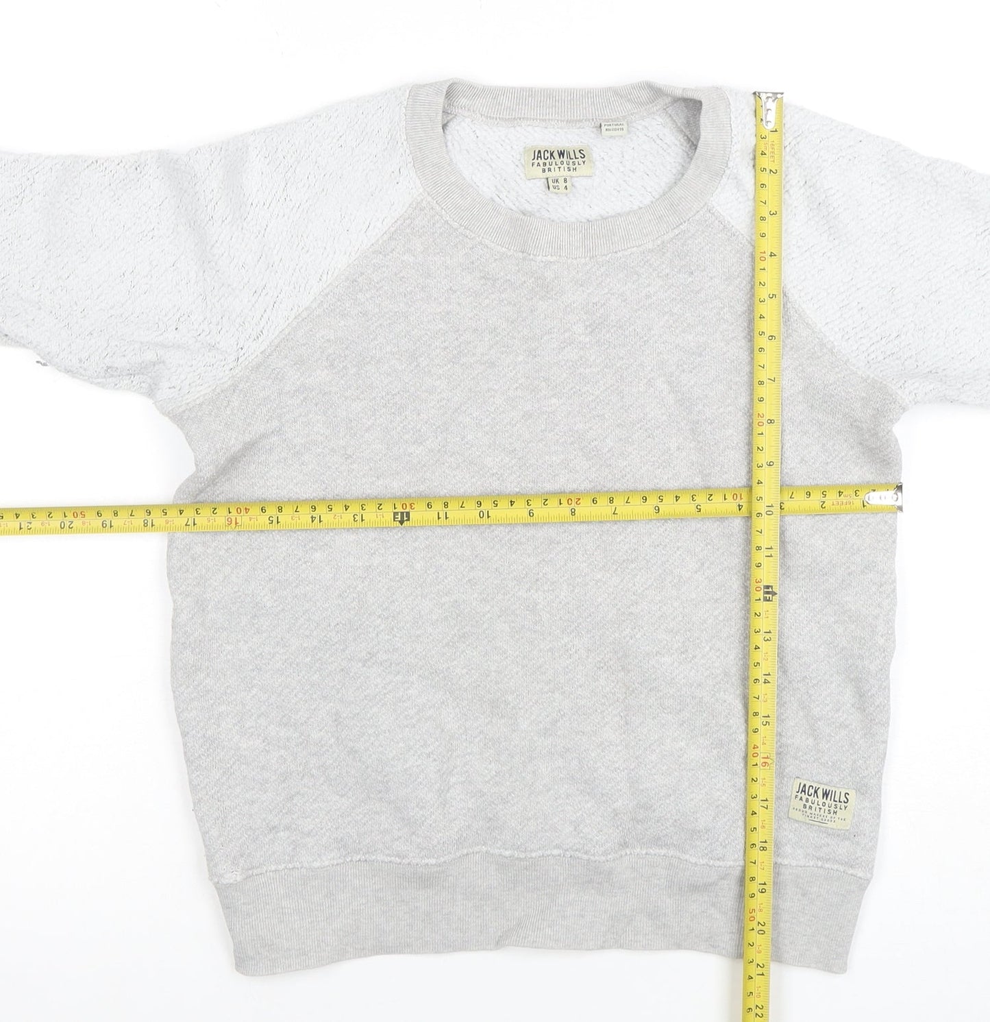 Jack Wills Women's Grey Crew Neck Pullover Sweatshirt UK 8 Cotton Blend