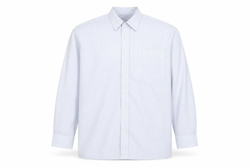 Peter England Men's Blue Striped Long Sleeve Cotton Blend Shirt 17 Regular Fit