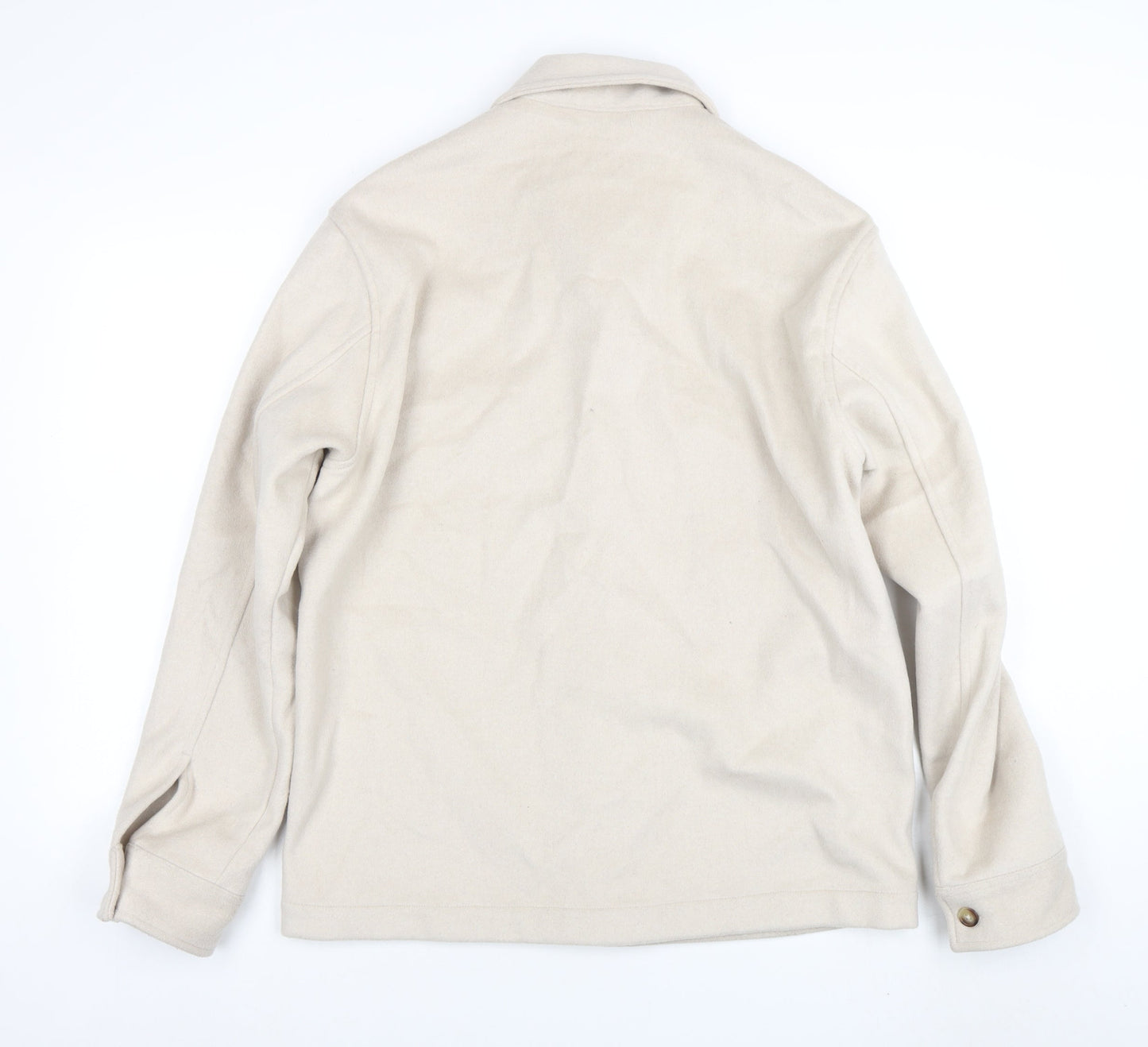 H&M Men Beige Wool Blend Button Up Jacket Size M Regular Fit