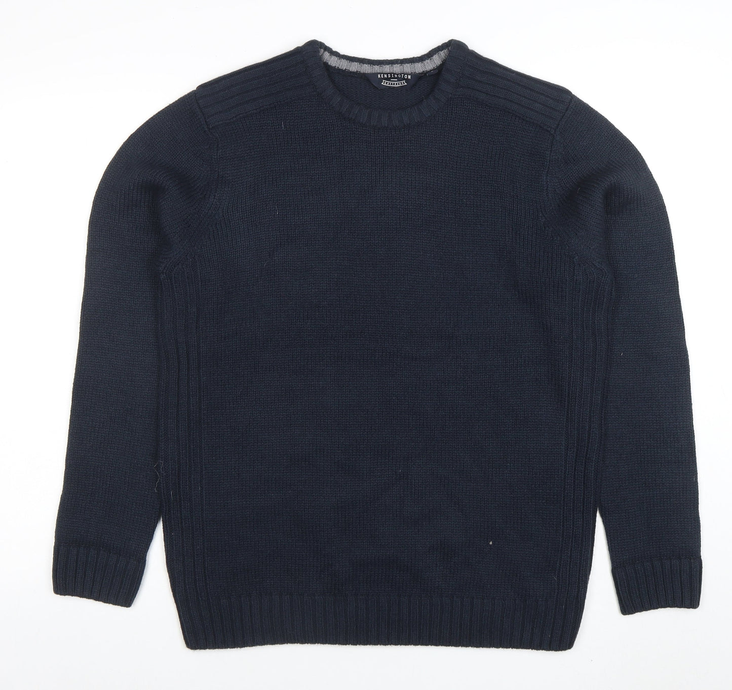 Kensington Eastside Men's Blue Crew Neck Acrylic Pullover Jumper Size L