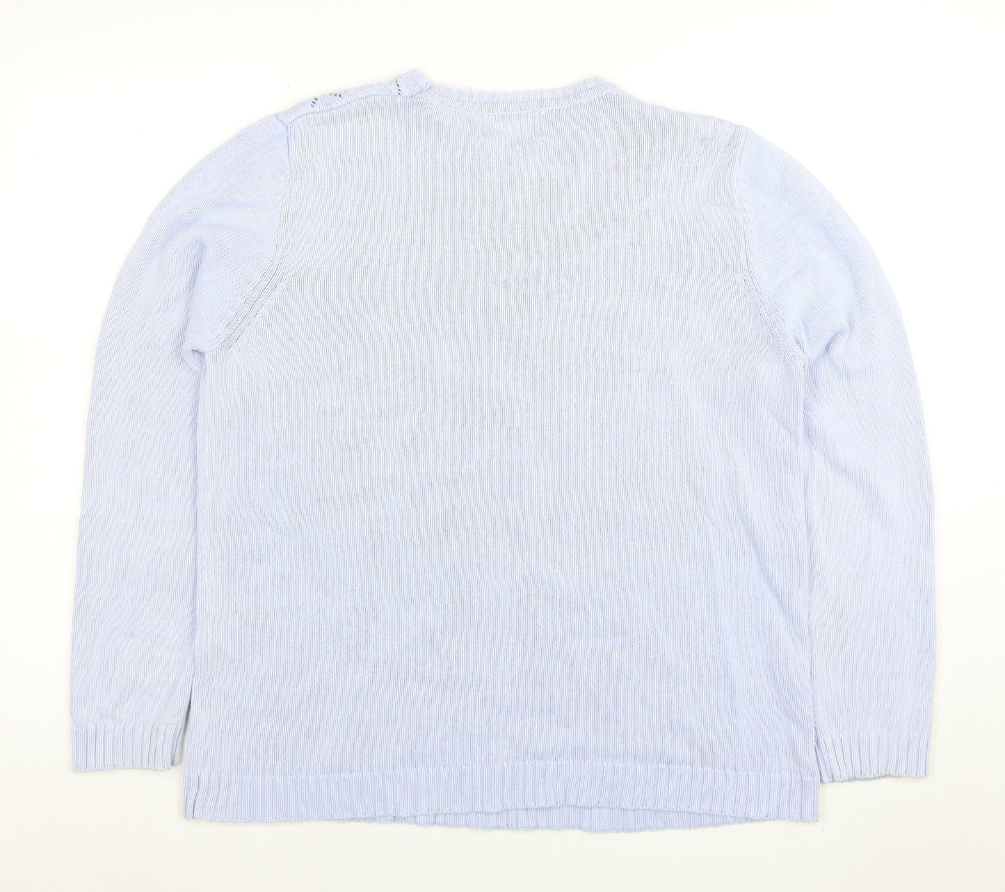 Jumper Womens Blue Cotton Cable-Knit Pullover L
