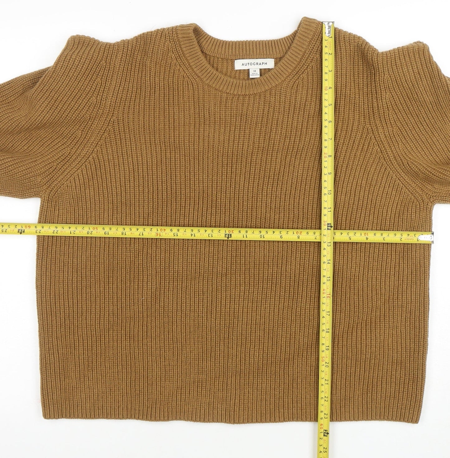 Marks and Spencer Autograph Women Beige Size 18 Ribbed Jumper