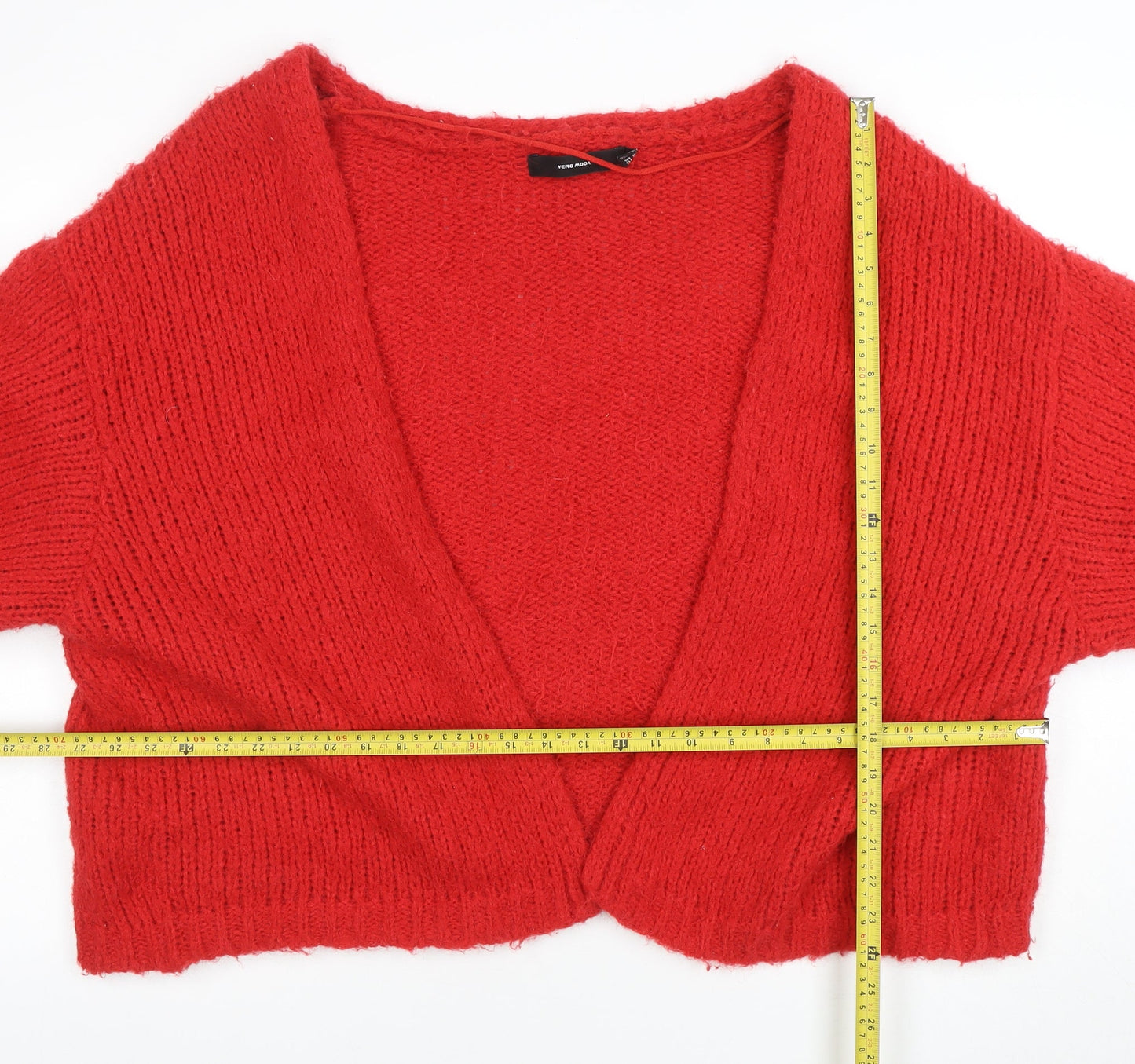 Vero Moda Women Red Chunky-Knit V-Neck Cardigan XL