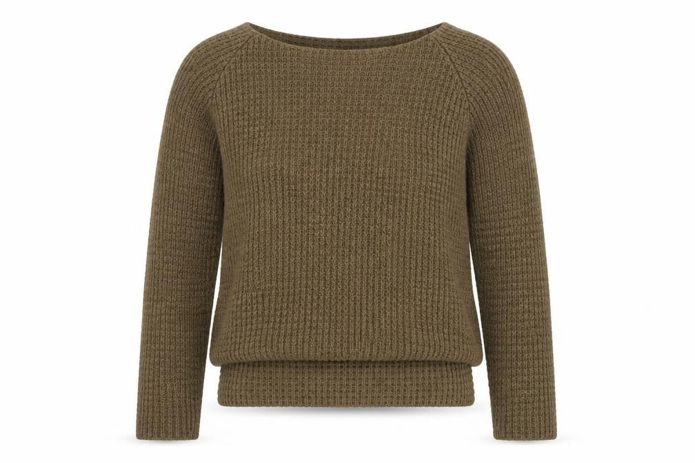 Vero Moda Women’s Brown Waffle-Knit Boat Neck Jumper XS