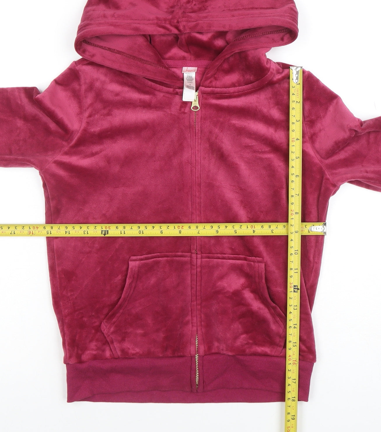 Jessica S. Girls Pink Velour Full Zip Hoodie Size L