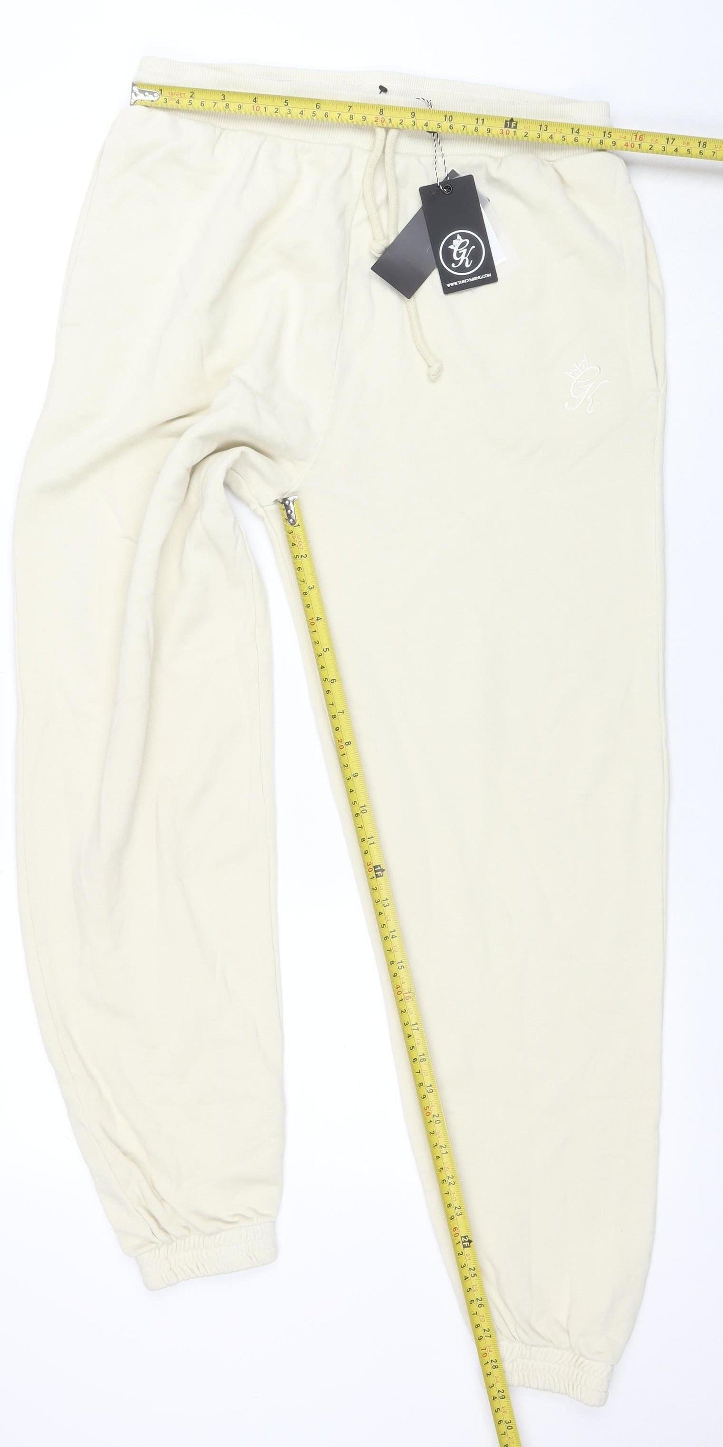 Gym King Women Beige Cotton Jogger Sweatpants L 100% Cotton Activewear