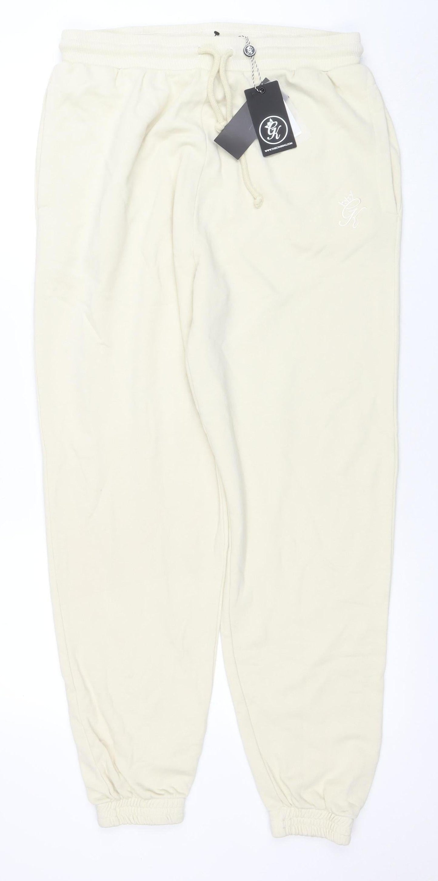 Gym King Women Beige Cotton Jogger Sweatpants L 100% Cotton Activewear