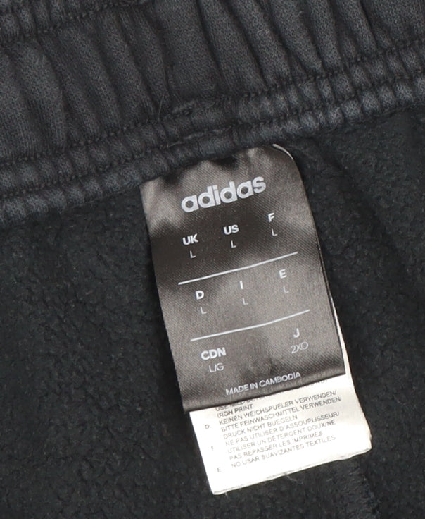 Adidas Womens Black Joggers L Regular Fit Cotton Blend Sports Trousers