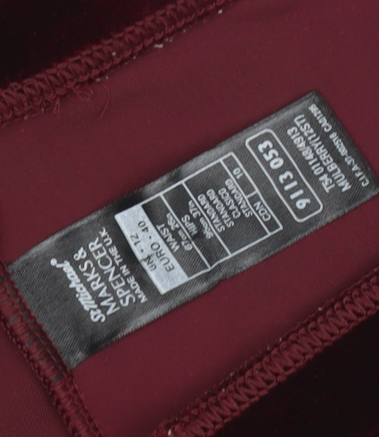 Marks and Spencer Women's Red Velvet Stretch Leggings Size 12
