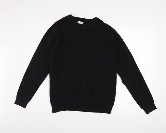 Next Men’s Black Cotton Waffle Knit Pullover Jumper Size L