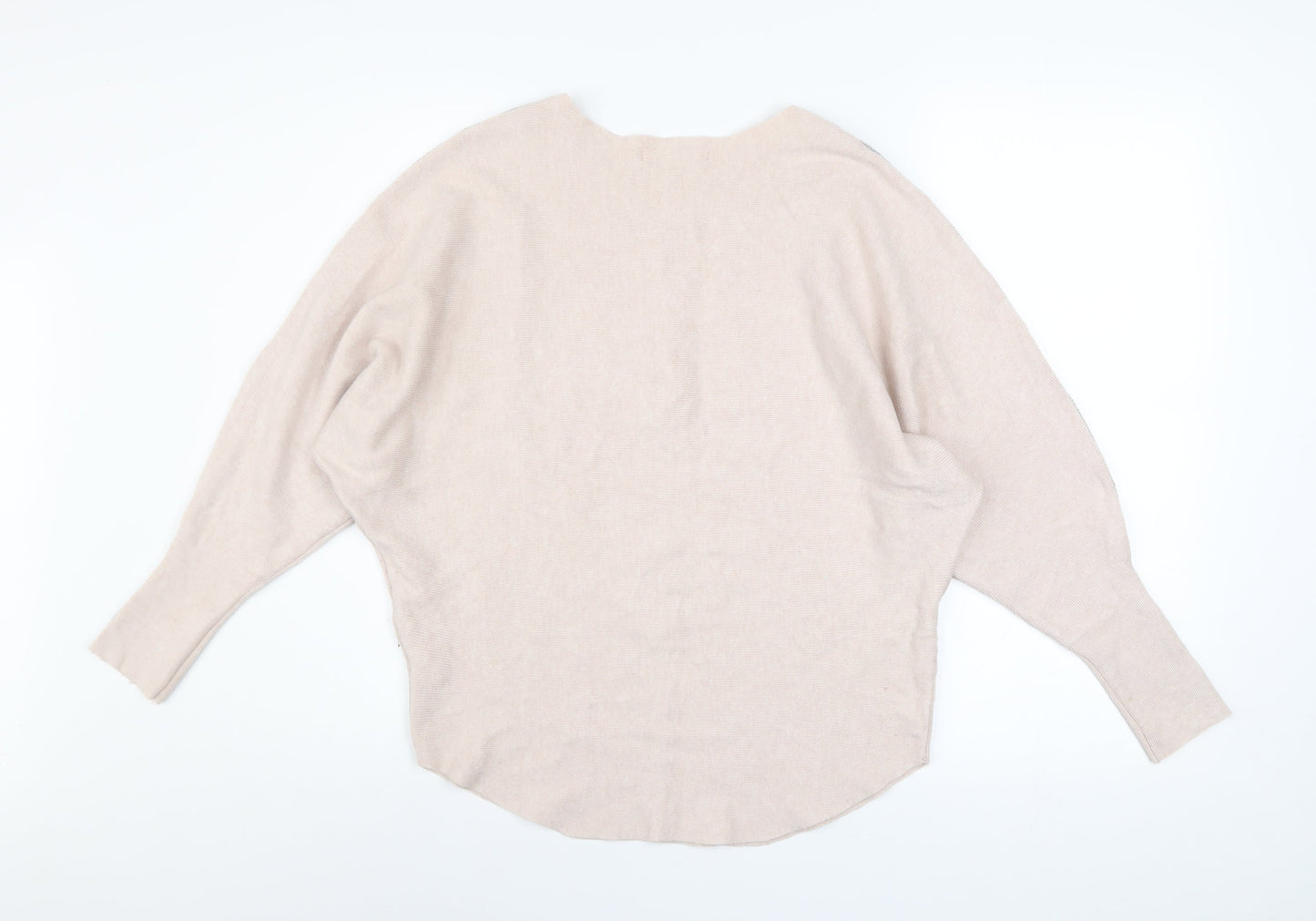 MC LORENTE Women's Beige Beaded Pullover Knit Jumper One Size