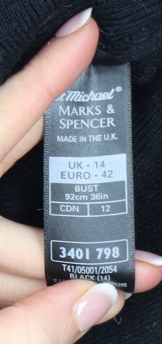 Marks and Spencer Women Black Size 14 Long Sleeve Cardigan