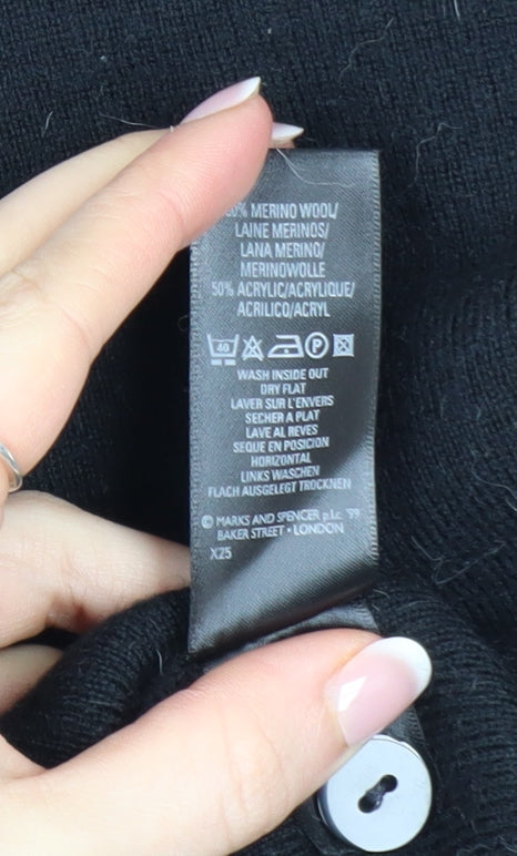 Marks and Spencer Women Black Size 14 Long Sleeve Cardigan