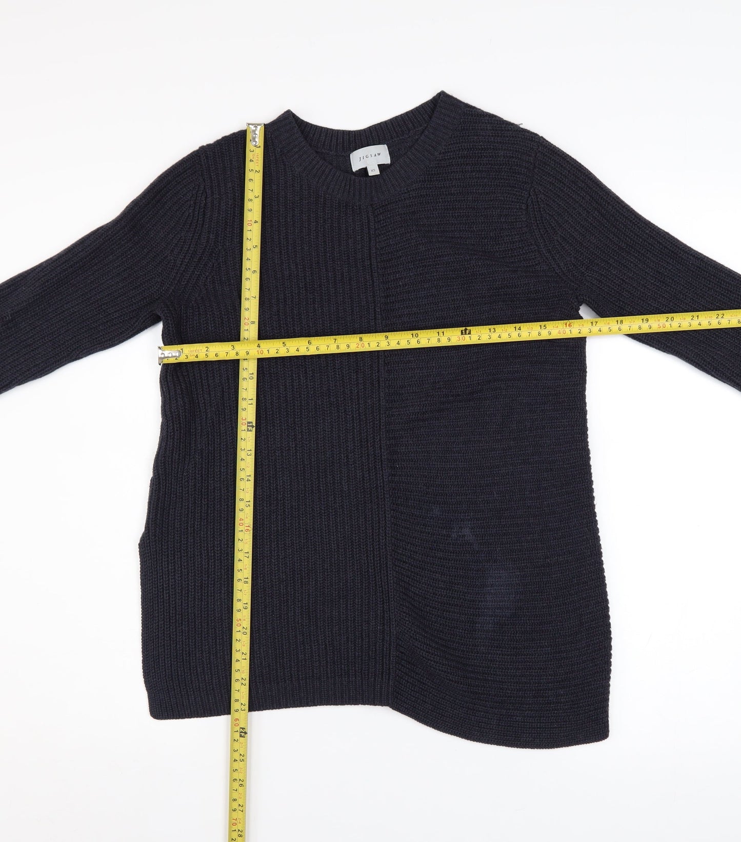 Jigsaw Womens Black Wool Blend Chunky Knit Pullover Jumper XS