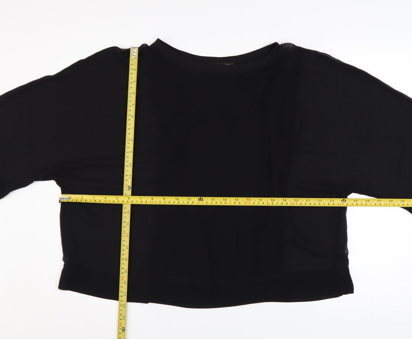 Zara Woman Black Tunic Blouse Size S Relaxed Fit 3/4 Sleeve