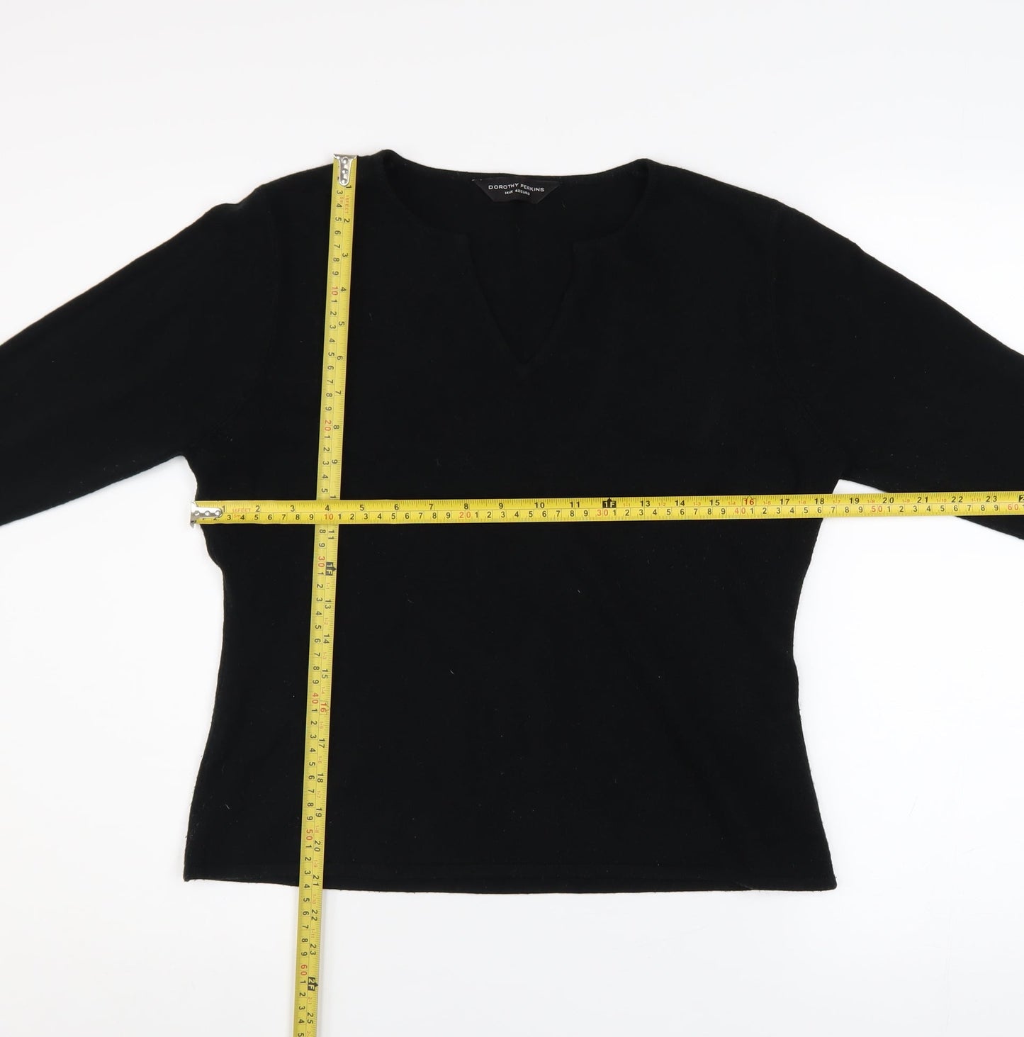 Dorothy Perkins Women's Black V-Neck Knit Jumper Size 14