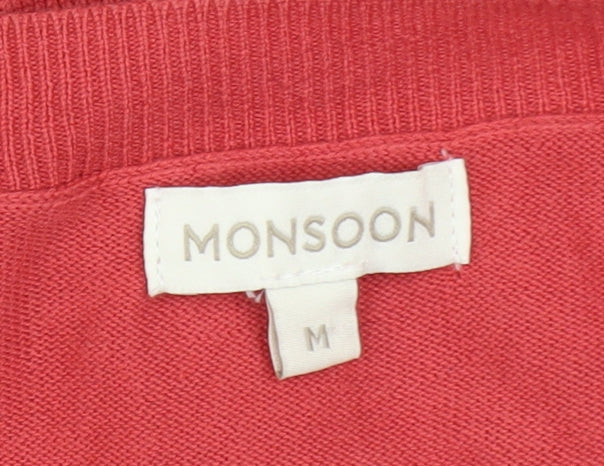 Monsoon Women's Red Cotton Button Cardigan M Long Sleeve