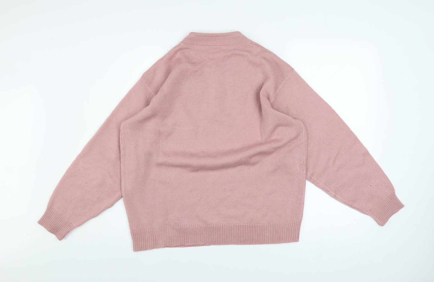 Classics Women Pink Acrylic Henley Jumper Size 16 Embroidered