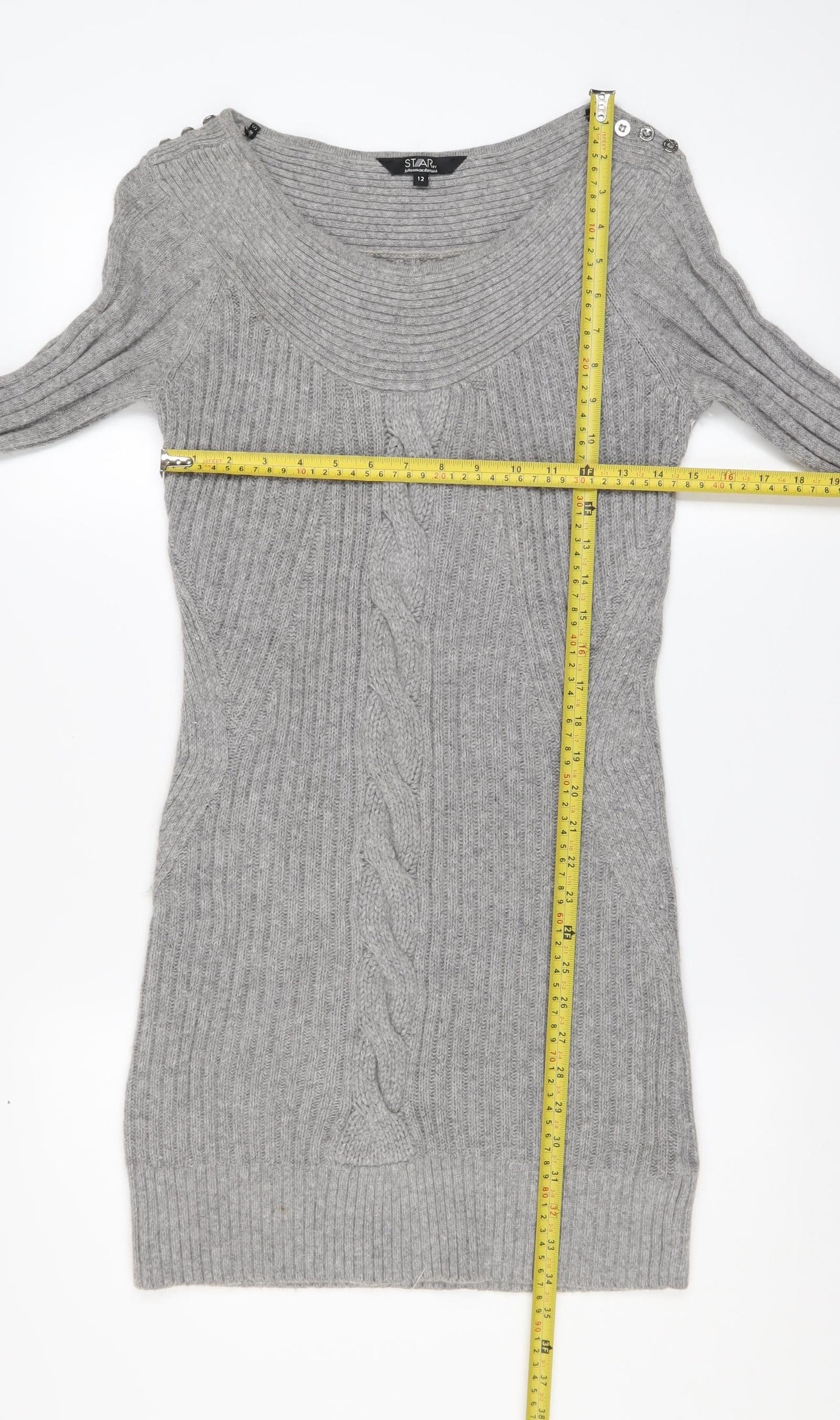 Star by Julien Macdonald Women’s Grey Knit Bodycon Dress Size 12