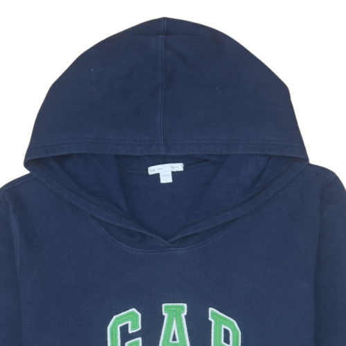 GAP Womens Navy Blue Pullover Hoodie L Logo Design Cotton Blend