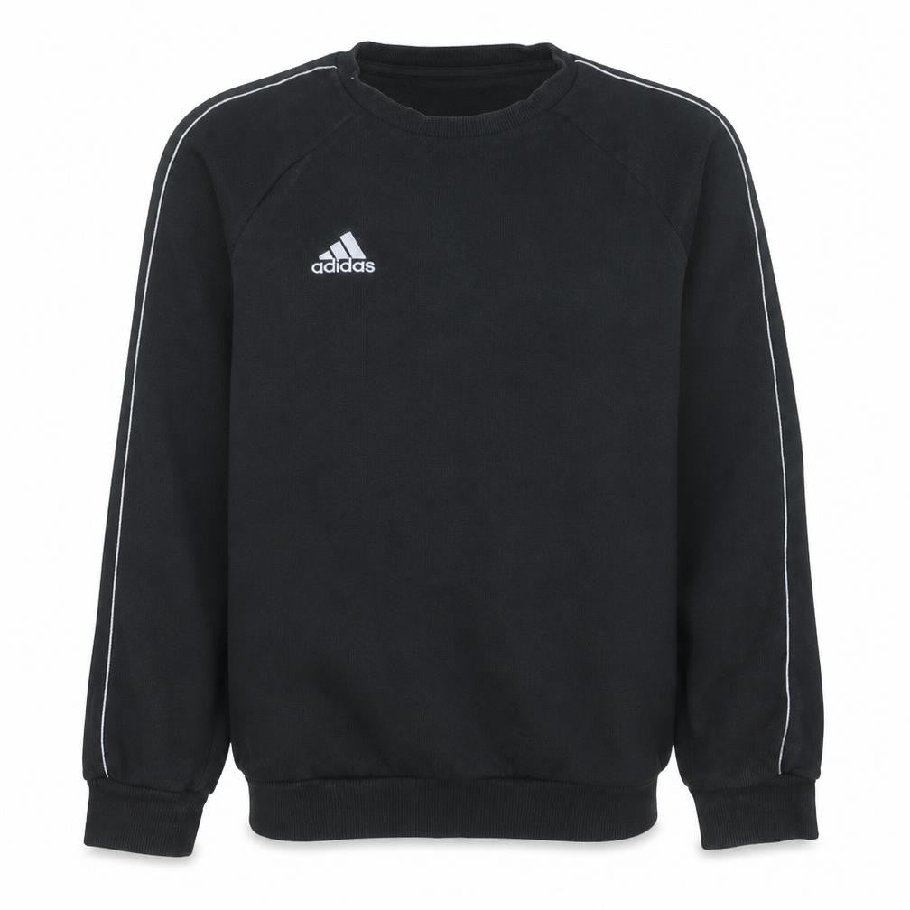 Front view of Adidas Men’s Black Small Pullover Crew Neck Sweatshirt