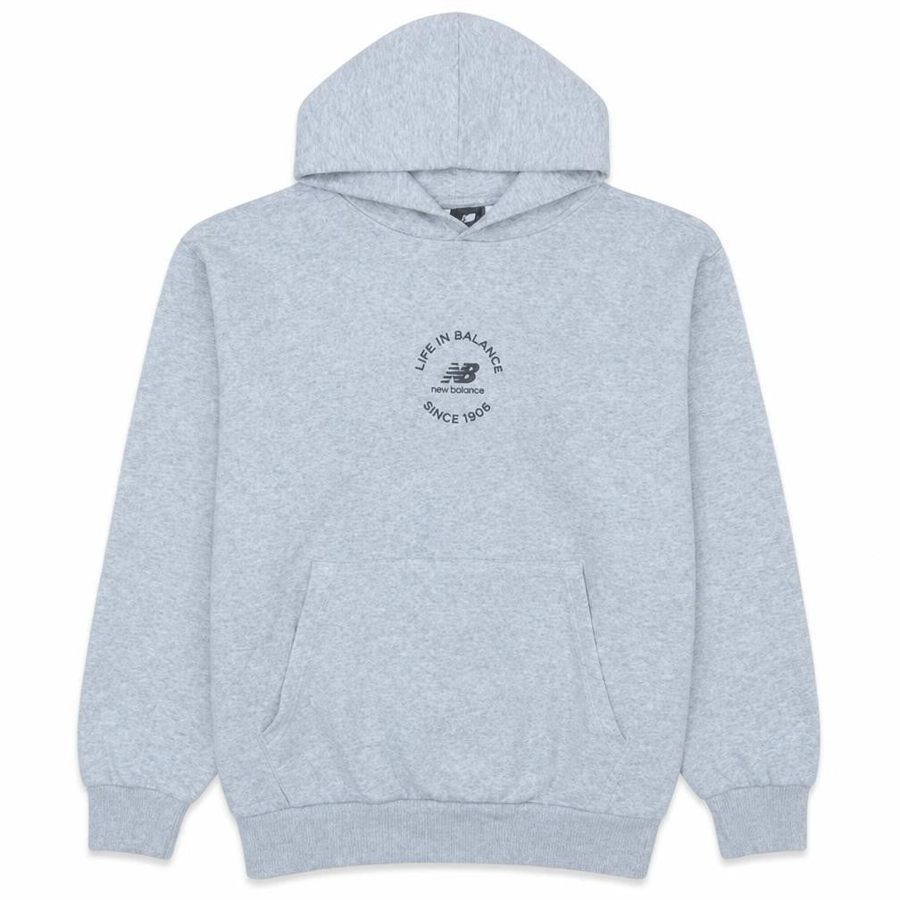 New Balance Men's Grey Small Pullover Hoodie Fleece Sweatshirt