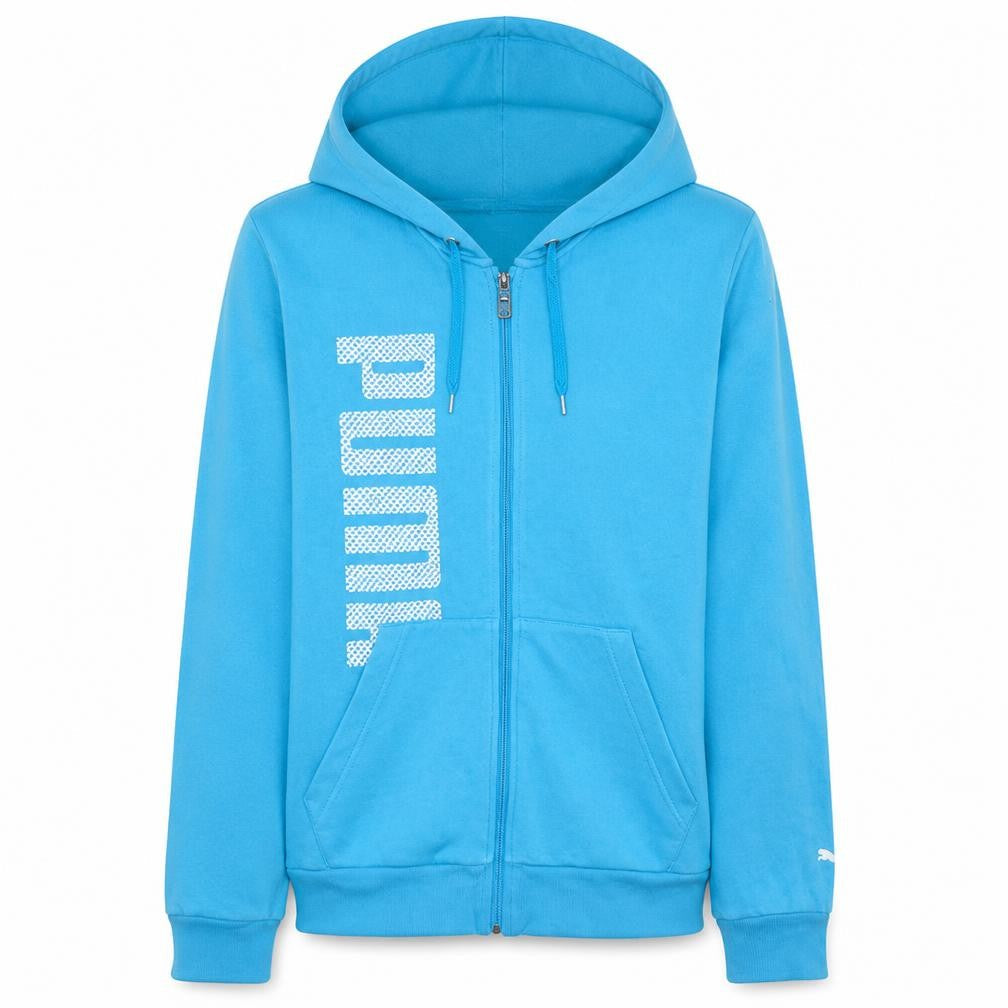Puma Mens Blue Full Zip Hoodie Size M Graphic Print Fleece