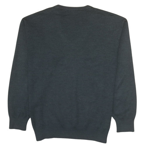 Burberry Men's Grey Merino Wool V-Neck Pullover Jumper S