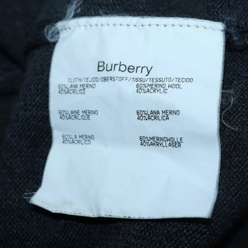 Burberry Men's Grey Merino Wool V-Neck Pullover Jumper S